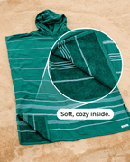 Classic Stripe Hooded Poncho Teal Blue