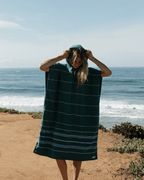 Classic Stripe Hooded Poncho – Rain Forest