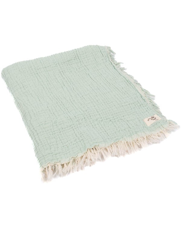 Little Fishies Gauze Receiving Blanket – Seafoam