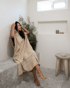 Classic Stripe Hooded Poncho Sand