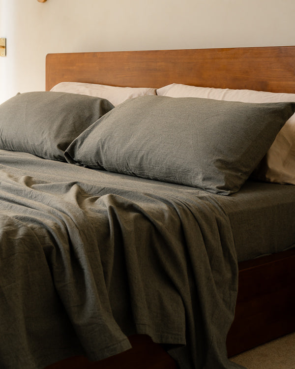 Classic Micro Twill Stripe Melange Pillowcase Set Steel Grey