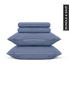 Classic Micro Twill Stripe Melange Sheet Set Indigo