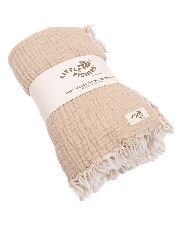Little Fishies Gauze Receiving Blanket – Grey