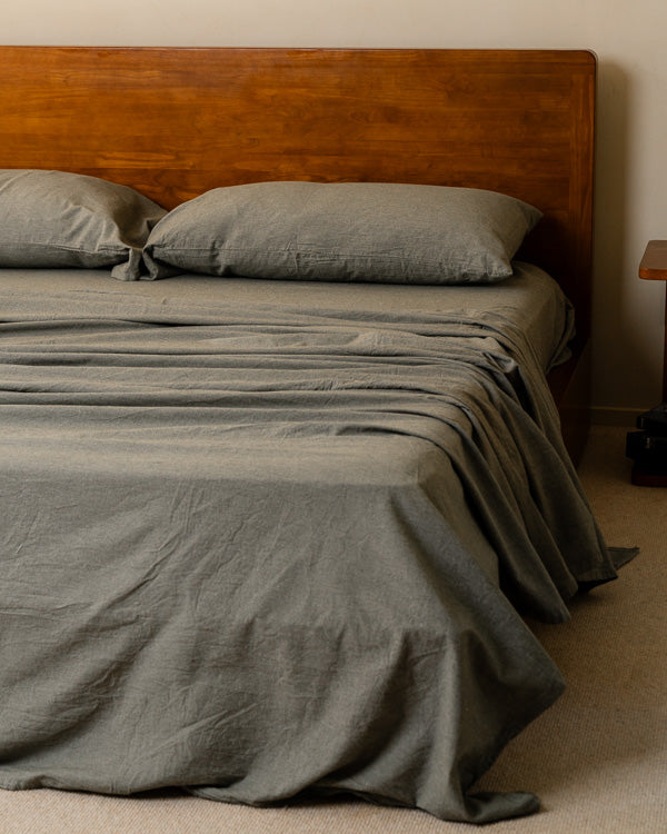 Classic Micro Twill Solid Melange Sheet Set Moss