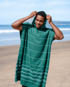 Classic Stripe Hooded Poncho – Rain Forest