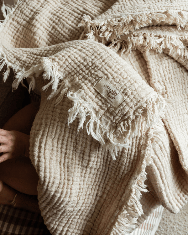 Little Fishies Gauze Receiving Blanket – Beige