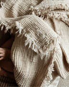 Little Fishies Gauze Receiving Blanket – Beige