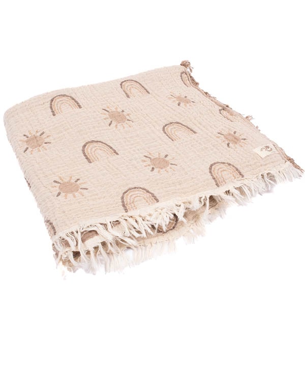 Rainbow Gauze Receiving Blanket Single with Pouch
