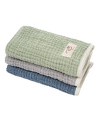 Little Fishies Gauze Burping Cloth Bundle – 3 Pack – Sage / Grey / Navy