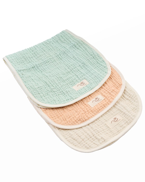 Little Fishies Gauze Burping Cloth Bundle – 3 Pack – Seafoam / Peach Fuzz / Natural