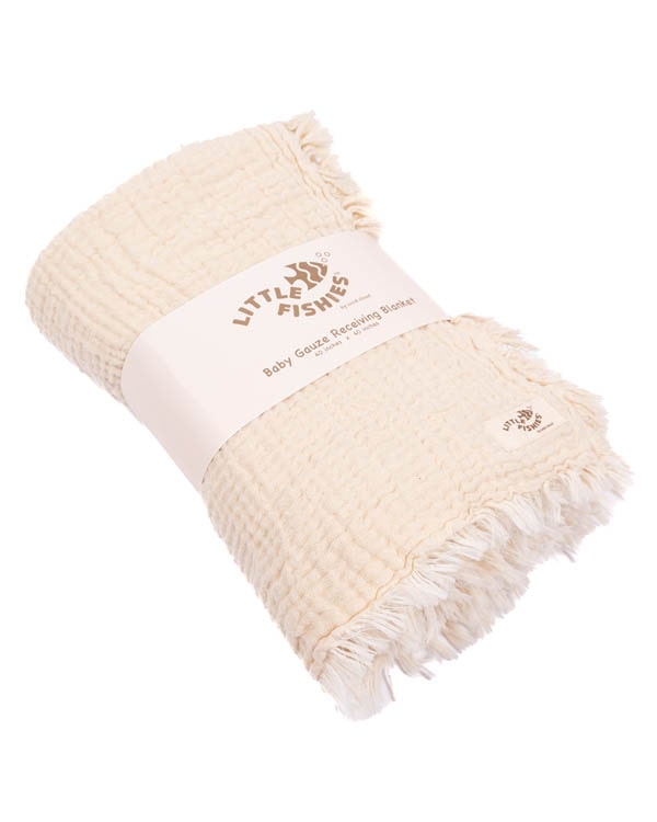 Little Fishies Gauze Receiving Blanket – Navy