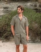 Orb Button Down Waffle Shirt – Olive – Mens