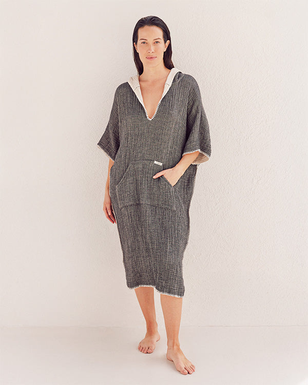 Falta Gauze Hooded Poncho – Sage