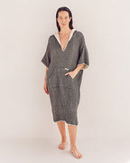 Falta Gauze Hooded Poncho – Black