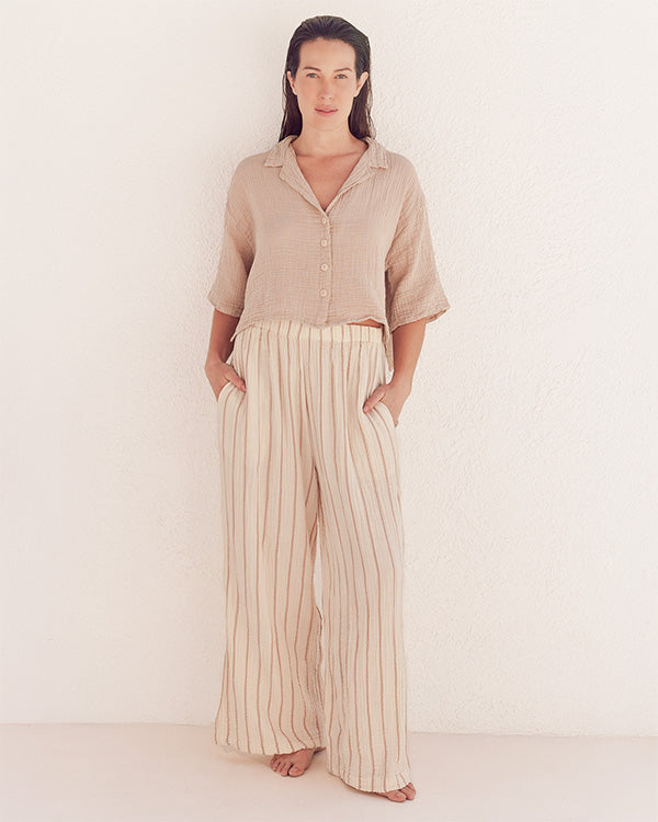 Sagar Gauze Crop Shirt – Pant Set