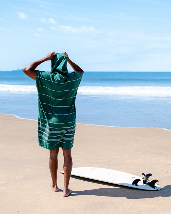 Classic Stripe Hooded Poncho – Rain Forest