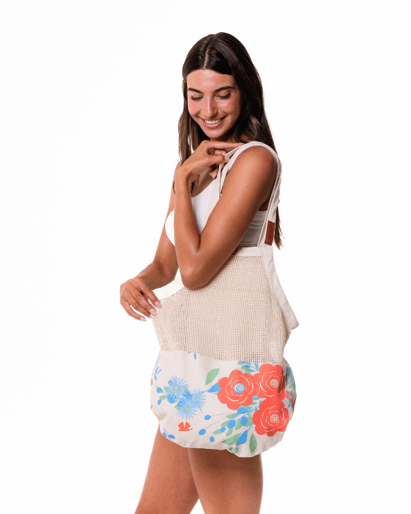 Flower Bunch Printed Net Market Bag