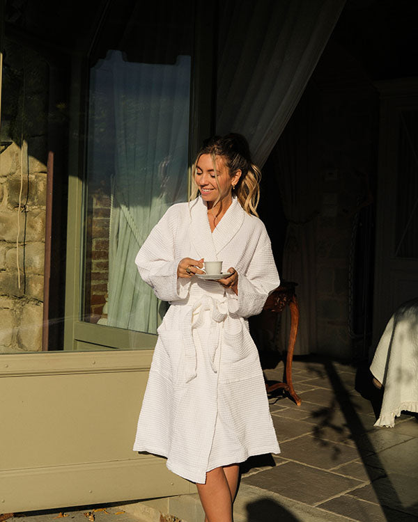 Micro Waffle Robe – Frost White