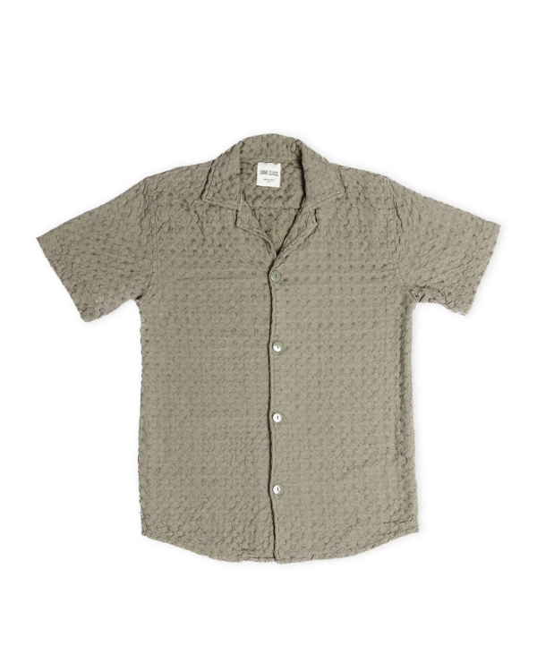 Orb Button Down Waffle Shirt – Olive – Mens