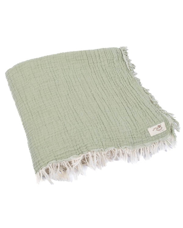 Little Fishies Gauze Receiving Blanket – Sage