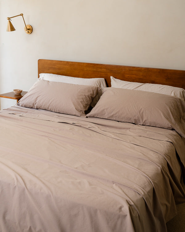 Signature Percale Solid Flat Top Sheet Beige