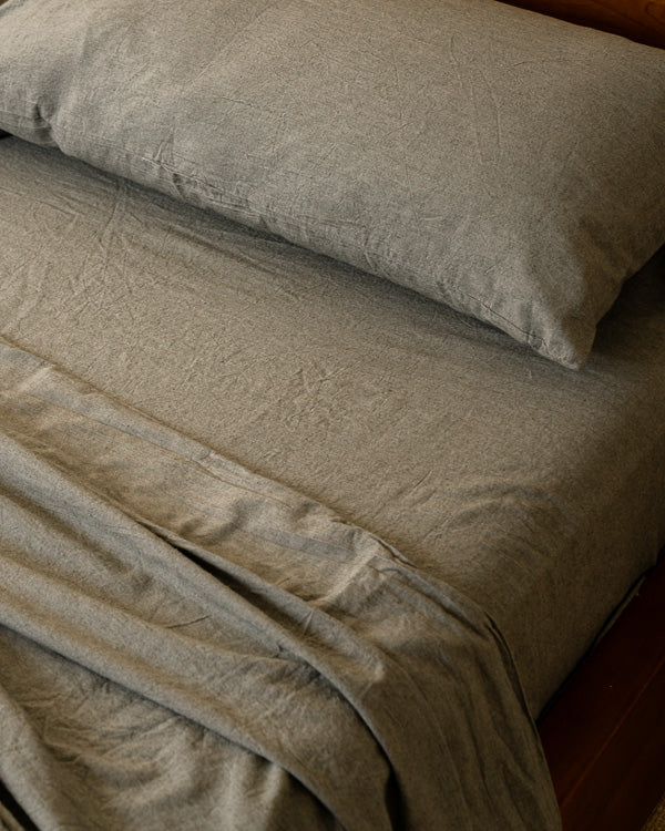 Classic Micro Twill Solid Melange Sheet Set Moss