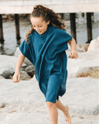 Terra Hooded Poncho Youth – Teal Blue