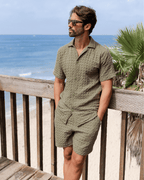 Orb Button Down Waffle Shirt – Olive – Mens