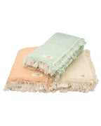 Little Fishies Gauze Receiving Blanket Set – 3 Pack – Seafoam / Peach Fuzz / Natural