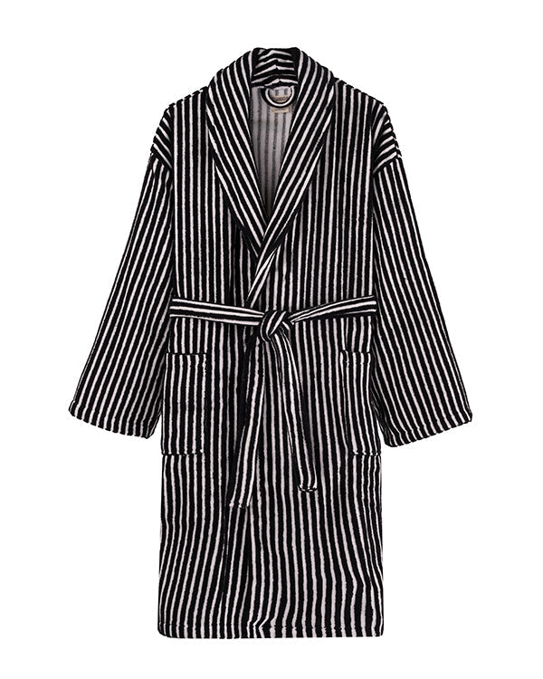 Stripe Dot Robe – Black