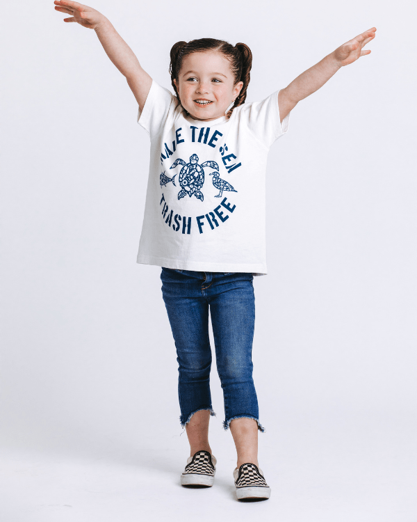 Make The Sea Trash Free Kids Tee – White