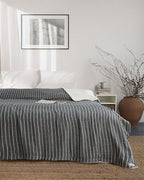 Dreamy Stripe Plush Blanket – Black