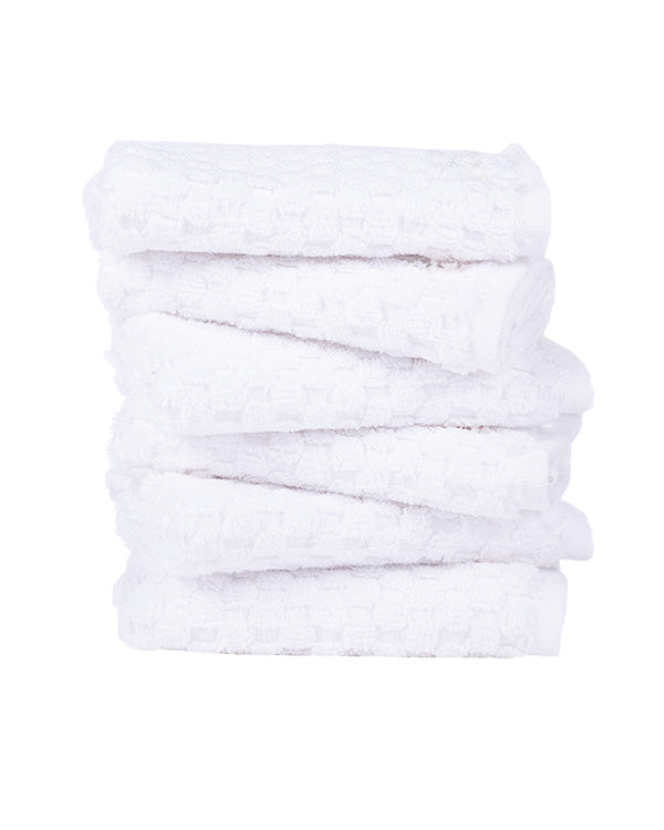 Atom Washcloth Bath Bundle – White – 6 Pack