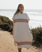 Border Classic Stripe Poncho – Red / Navy