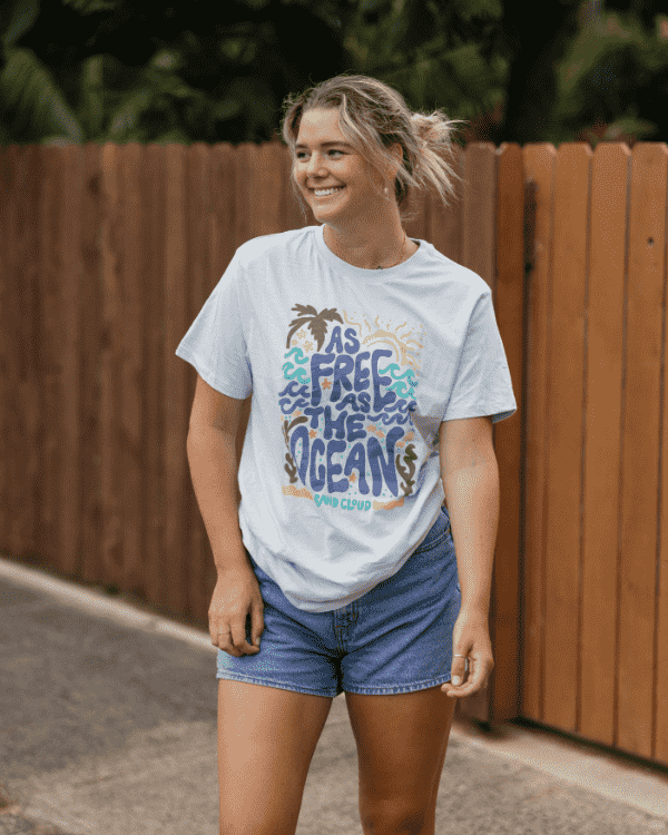 Free As the Ocean SS Tee – Illusion Blue