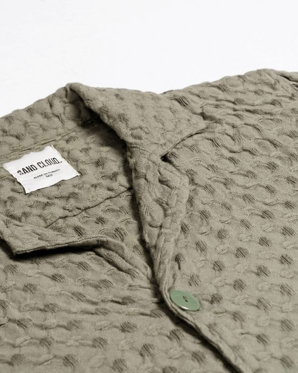 Orb Button Down Waffle Shirt – Olive – Mens