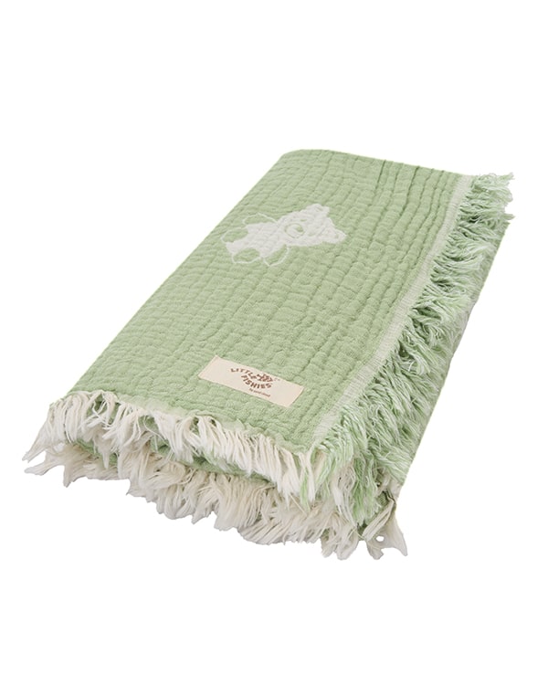 Teddy Gauze Receiving Blanket with Pouch