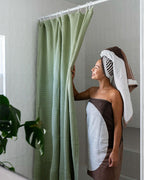 Micro Waffle Shower Curtain Beige