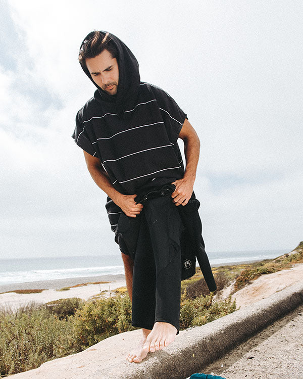 Classic Stripe Hooded Poncho – Hedge Green