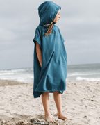 Terra Hooded Poncho Youth – Teal Blue
