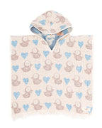 Choo-Choo Train Gauze Hooded Poncho