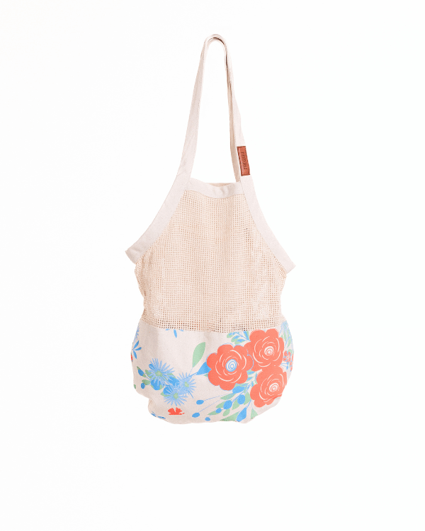 Flower Bunch Printed Net Market Bag