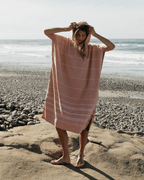 Classic Stripe Hooded Poncho – Misty Rose